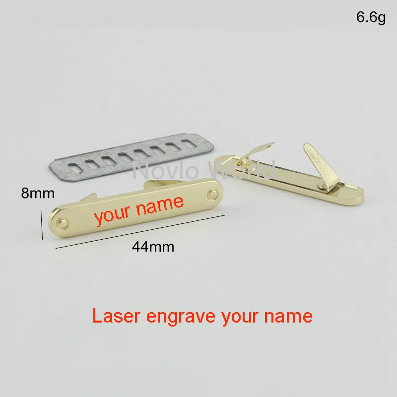 5-20-100 Pieces Label Write YOUR NAME 44*8mm Metal Logo Handbag Ornament Metal Purse Label Metal Custom Label For Bag Custom Tag