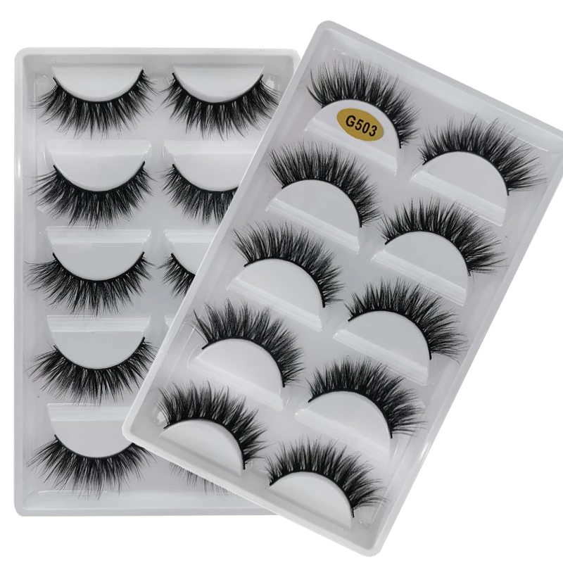 Multipack 3D Pelo de visón suave pesta?as postizas hechas a mano esponjosas pesta?as largas herramientas de maquillaje de ojos naturales Ojo de imitación las pesta?as 5 pares