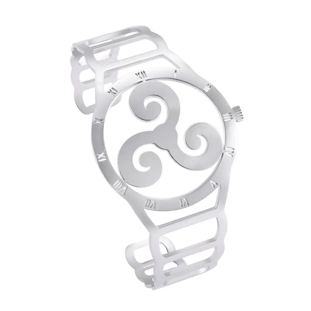 Roman numerals My shape Браслет-манжета Triskelion Viking винтажный Готический Ирландский Узел женские часы браслет из нержавеющей стали руны римские цифры подарок - Окраска металла: Roman numerals