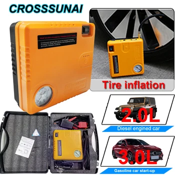 

Air Pump Booster Emergency Charger Portable Car Jump Starter Power Bank 12V Inflator Warn Light Battery 16800mAh EU AU plugs