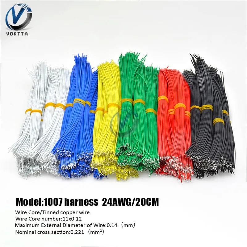 100 флейта 20 см двойной Луженый провод UL1007 24AWG припой 6 цветов Перемычка Оловянная |