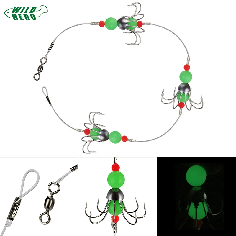 Дикие светящиеся Осьминог кальмары рыболовные крючки группа с утолщенной нейлоновой линией
