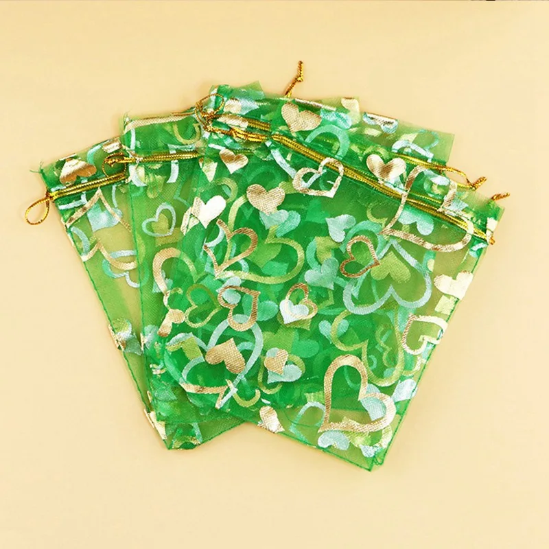 Hot 100pcs/lot 9x12CM Solid Color Organza Gift Mesh Yarn Bag Bosmetic Storage Bag Mesh Yarn Pocket Jewelry Draw Pocket Bags