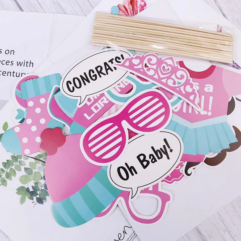 25 шт./компл. Photo Booth Baby Shower его мальчик девочка день рождения украшение для вечеринок Реквизит для фотобудки пол раскрывающий DIY