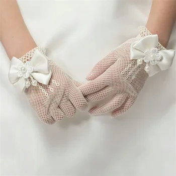 

Children's Bowknot Flower Girl Dress Accessories Nylon Gloves Elastic Adult Kid Glove Bride Wedding Party Supplies