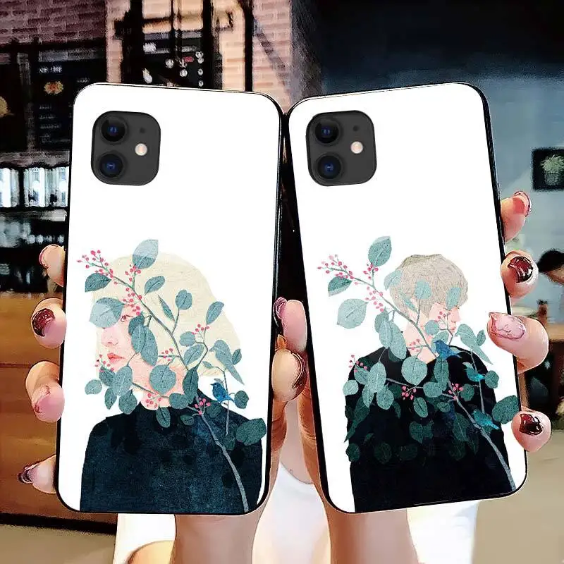 

Couple's Glass Mobile Phone Shell Painted Drop-Resistant Phone Protective Case Case for iPhone X