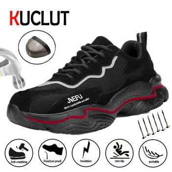 

Kuclut Breathable And Comfortable Outdoor Shoes Steel Toe Anti-Smashing Safety Shoes Non Slip Insulating Men's Work Shoes