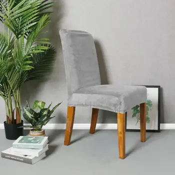 

Velvet Stretch Elastic Solid Color Chair Cover Slipcovers Chair Covers For Dining Room Banquet Hotel Kitchen