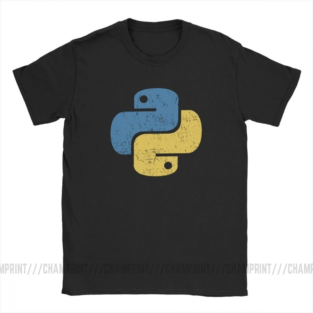 Ceny W stylu Vintage Python t shirt męski wycięcie pod szyją bawełna T koszula znajdujących się w trudnej sytuacji programowania programista programista Tee ubranie plus size