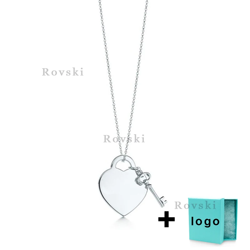 XL TFX TIFF Rllen Оригинальное классическое серебряное ожерелье Love Key подходит для женских вечерние ювелирных изделий оптом - Цвет камня: Черный