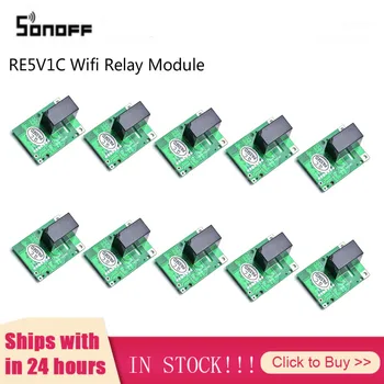 SONOFF-RE5V1C 와이파이 DIY 스위치, 5V DC 릴레이 모듈, 스마트 홈 무선 스위치, 인칭 자동 잠금 모드, 앱/음성 원격, 10 개입