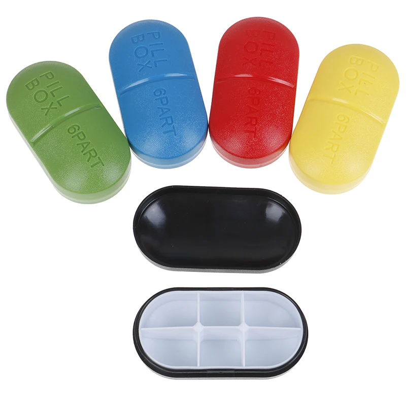 1PCS Portable Mini 6 Compartment Travel Pill Box Organizer Gum Pill Box Case Tablet Medicine Storage Dispenser Holder Cases