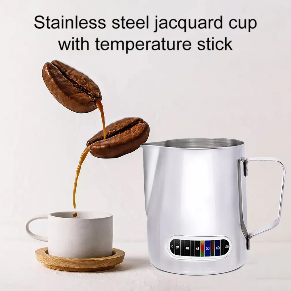 Stainless Steel Pull Cup With Temperature Paste Pull Flower Cylinder Tip Coffee Milk Foam Cup Milk Cup
