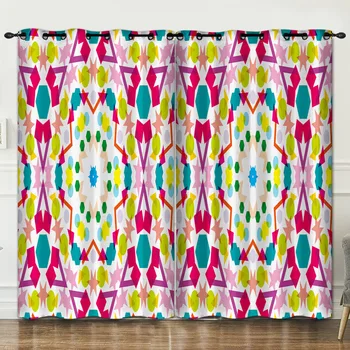 

Colorful geometry room decoration curtain background decoration cloth pink curtains luxury