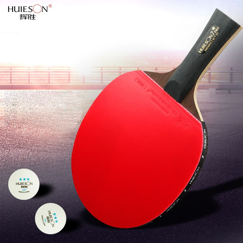 

Huieson 7 Star Professional Table Tennis Racket Training Double Face Rubber Quality Ping Pong Bat With Storage Bag Lightweight