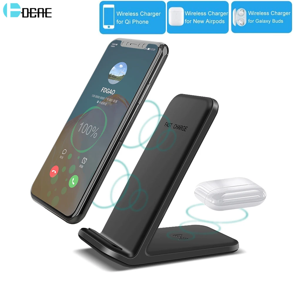 DCAE 15 Вт 2 в 1 Qi Беспроводное зарядное устройство для iPhone 11 XS Max XR X 8 Airpods Pro двойная