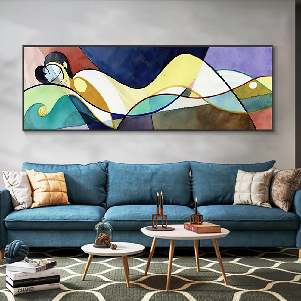 Sleeping Woman Abstract Painting Printed on Canvas