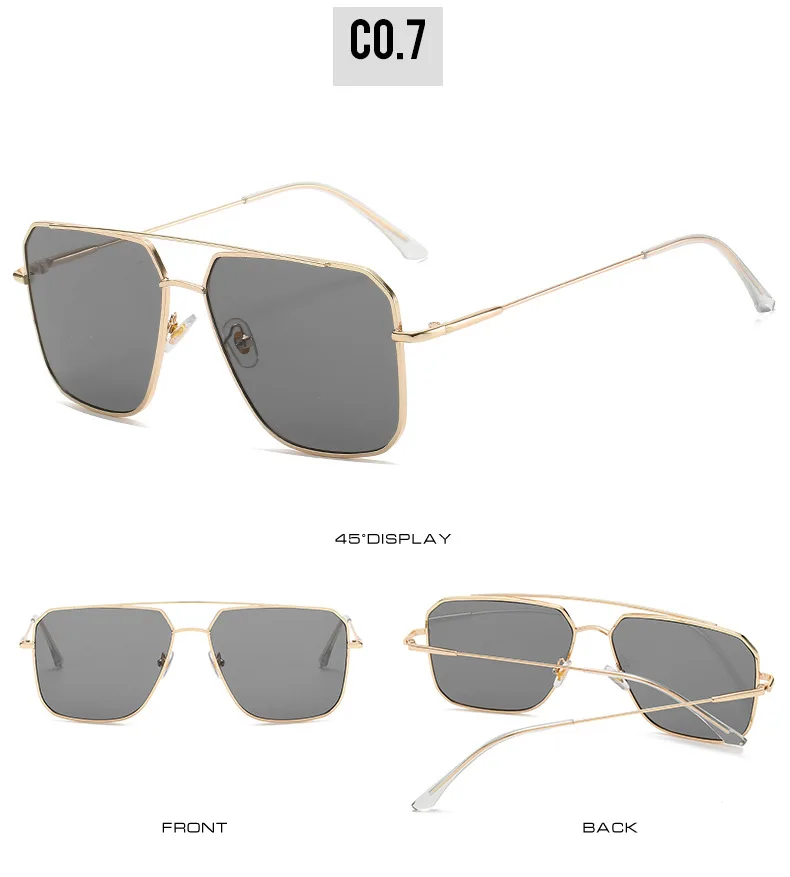 Vintage Oversized Sunglasses Men polygon Anti-Reflective Mirror Classic Square Metal Glasses Fashion New Women Sun Glasses Uv400 big frame sunglasses