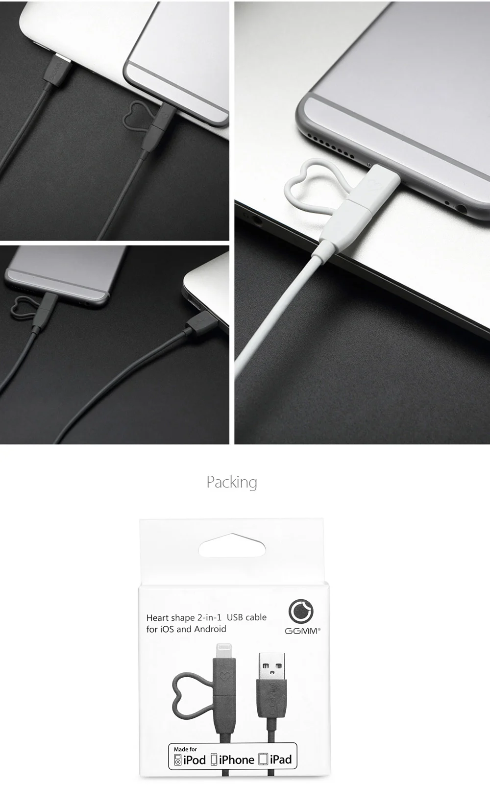GGMM MFi Сертификация 8 Pin Micro USB 2.4A шнур данных 1 м