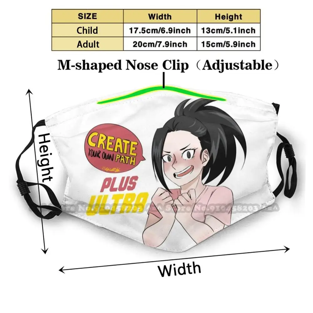 Плюс ультра Yaoyorozu Momo многоразовая маска для лица моющаяся наружная крышка носа