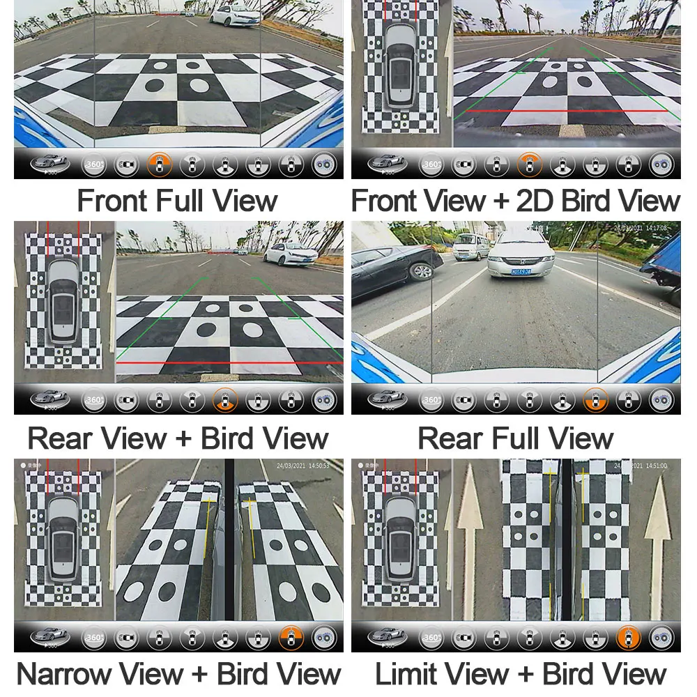 GreenYi 360&deg; 3D Car Multi-angle Camera Super Panoramic DVR SVM Bird Eye Surround View Parking System AHD HDMI-compatible VGA