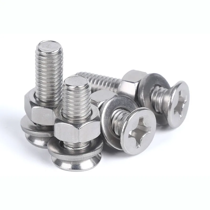

304 Screw Bolt set Stainless Steel Cross countersunk Screws with Flat Washer Nut Phillips Head Fastener Sets M2 M2.5 M3 M4 M5