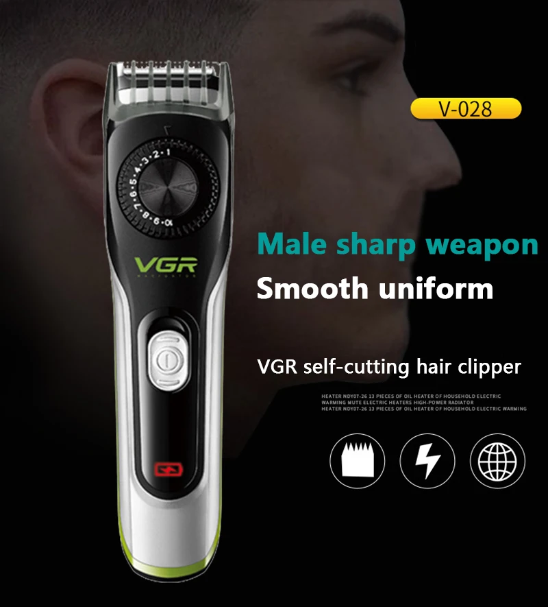 VGR V028 электрическая машинка для стрижки волос Бритва USB перезаряжаемая Водонепроницаемая триммер для бороды бритва-черный