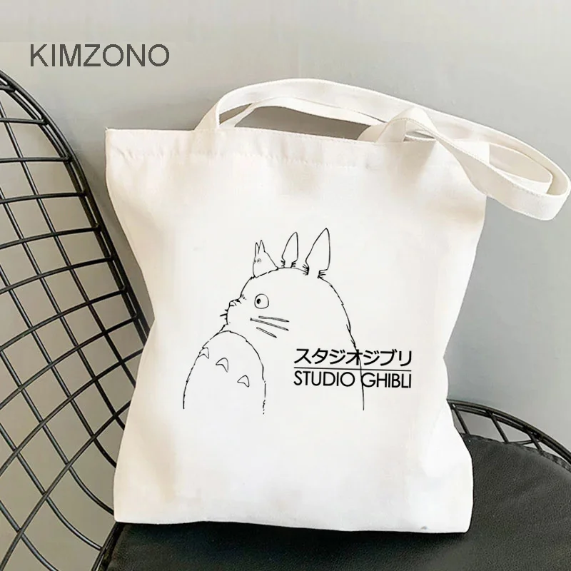 Totoro-Bolsa de compra de alimentos de algodón reutilizable, bolsa de tela reutilizable
