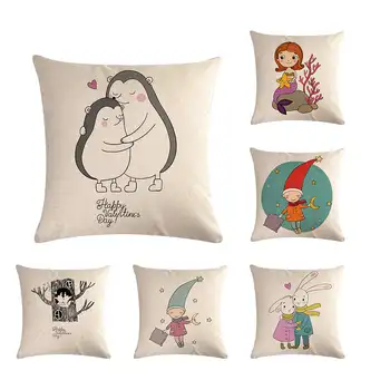 

Ocean animal Penguin pillow case 100% linen cotton 45cmx45cm household decorative cushion cover