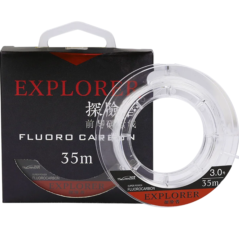 White TSURINOYA для рыбалки линии фторуглеродная леска EXPLORER 35 м Лидер основной линии Высокая прочность опускается на дно карп линия провода - Color: White