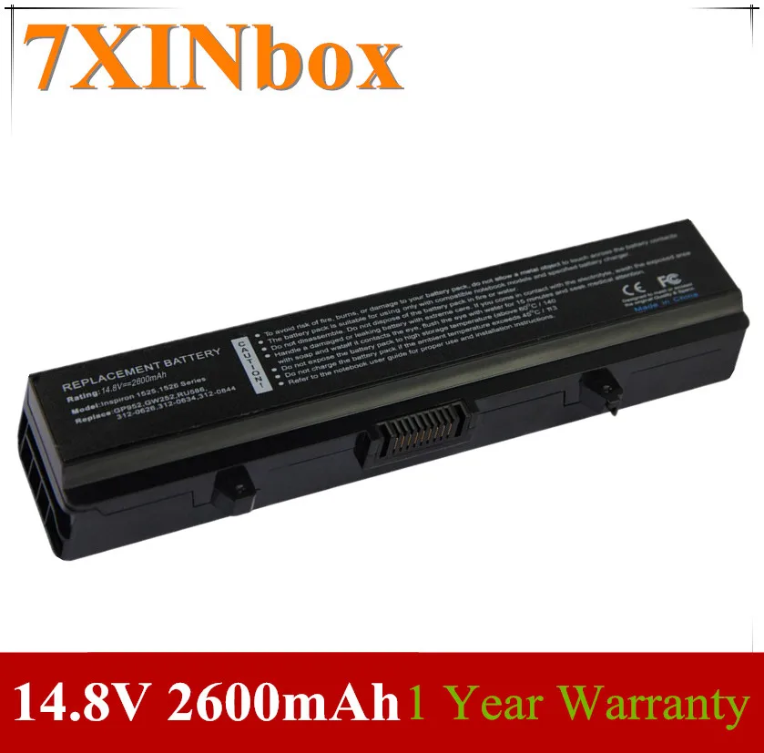 Аккумулятор 7XINbox GP952 RU586 RN873 WK379 X284G XR693 GW240 GW252 для Dell Inspiron 1525 1526 1545 15 312-0625 312-0626 312-0633 |