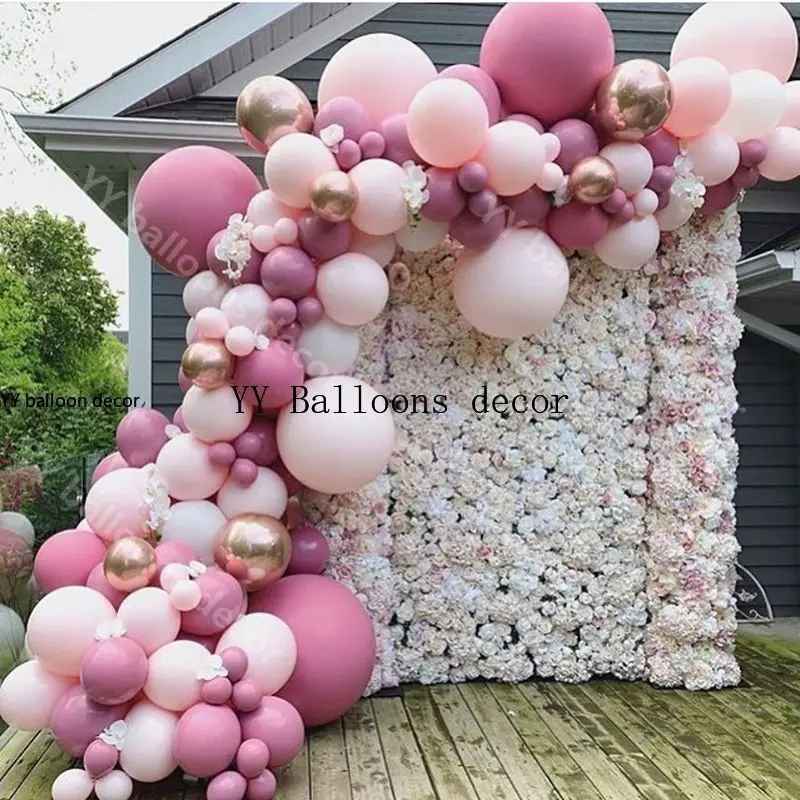 Ballonbogen Kit Set Hochzeit Party Girlande DE 170Pcs Macaron Rosa Luftballons 