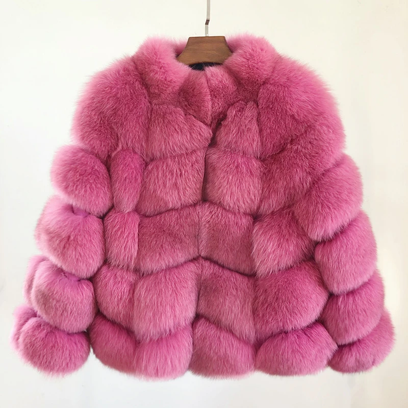 

Pudi CT933 women knitted Real fox fur coat jacket overcoat standing collar lady fashion winter warm genuine fur coat outwear