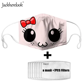 

Jackherelook Cute Anime Kids Masks Anti-Haze 7PCS Filters Paper Reusable Breathable Mouth Face for Children's Muffle Mascarilla