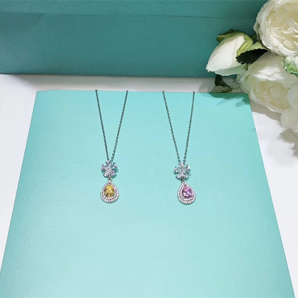 Necklace Дизайнерские Модные 925 пробы серебряные украшения 3а вечерние серьги/ожерелье из кубического циркония - Окраска металла: Necklace