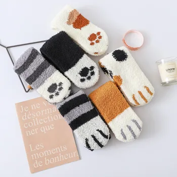 

SP&CITY 6 Pairs Set Women Animal Footprints Lovely Socks Winter Thick Keep Warm Socks For Ladies Home Casual Comfortable Sox