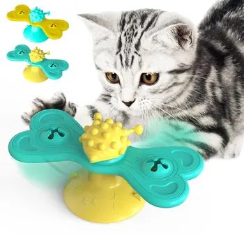 

Windmill Toys For Cats Turntable Teasing Interactive Toys Puzzle Whirling With Brush Cat Play Game Toys With Massage Scratching