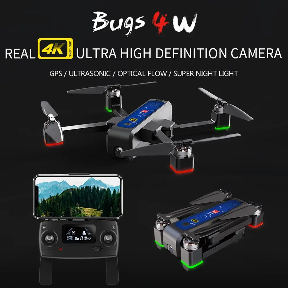  MJX Bugs 4W B4W Remote Control Drone 4K 5G WiF HD Camera Quadcopter FPV Foldable Four-axis Drone Wi