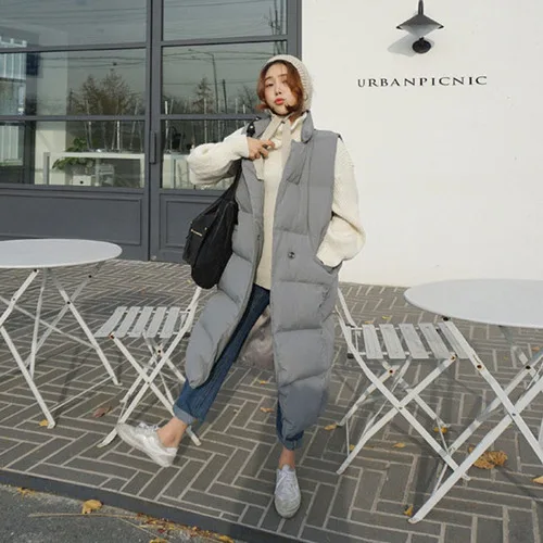 

2019 Autumn And Winter New Style Loose-Fit Versatile Vest Mid-length over-the-Knee Stand Collar down Vest WOMEN'S Coat