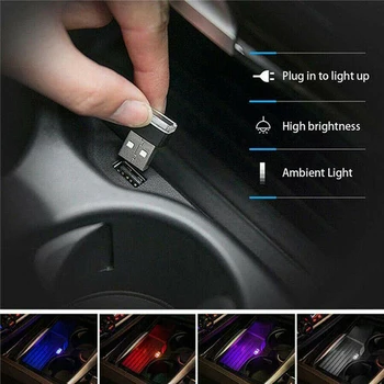 

3PCS Mini Lamp Bulb Accessories USB LED Car Interior Light Neon Atmosphere Ambient Automotive Interior Decorative Lights