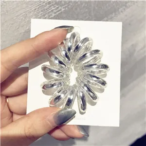 White ; модная базовая Серебряная резиновая Корейская плетенная обувь для девочек; телефонное кольцо для волос; эластичная резинка для волос - Цвет: White