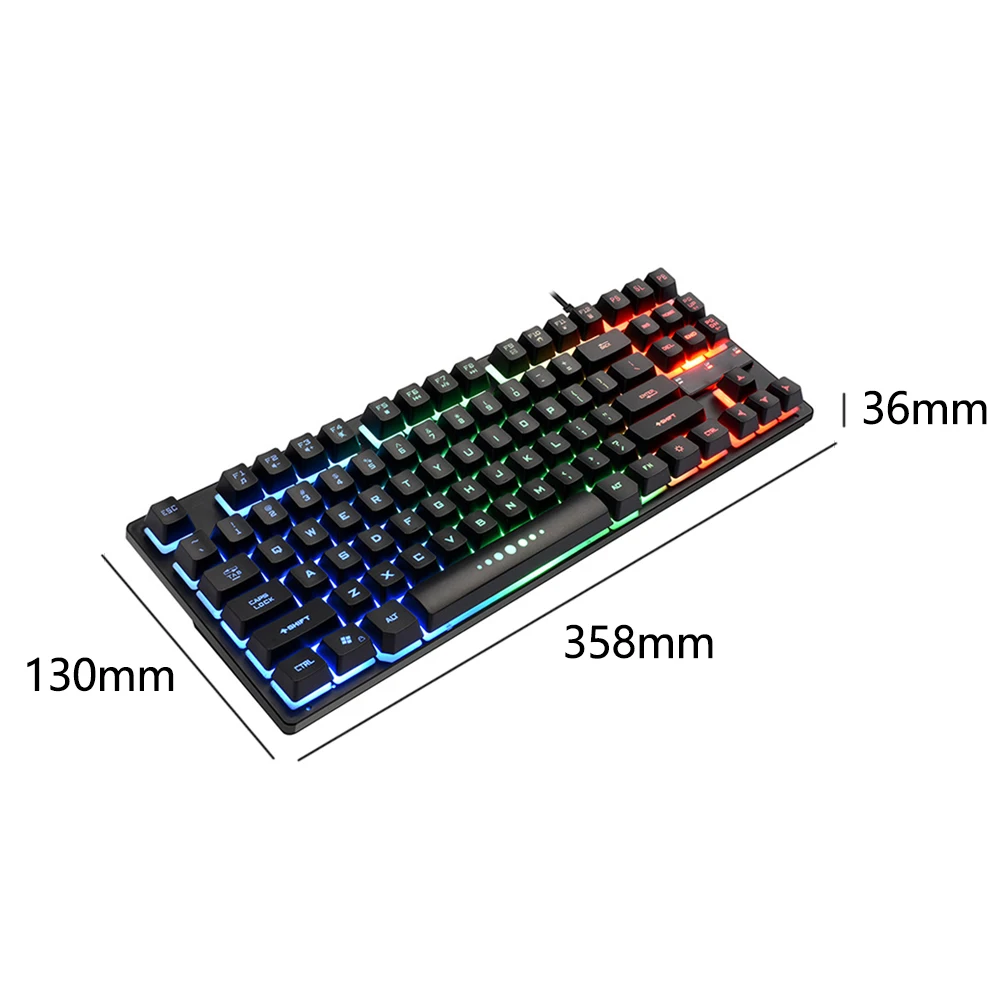 K87 USB Проводная Механическая клавиатура игровая ПК клавиатура с RGB 3 цвета подсветка 87 клавиатуры