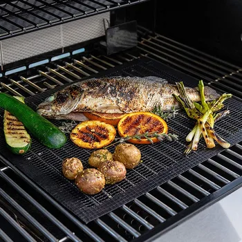 

BBQ Grill Mesh Mat Set of 5 - Non-Stick Premium Grill Cooking Mat, Reusable, and Easy To Clean Barbecue Grilling Accessories for