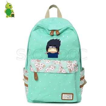 

Anime Naruto Canvas Backpack Naruto Sasuke Kakashi Flower Wave Point Daily Laptop Backpack for Teens Women School Travel Bags