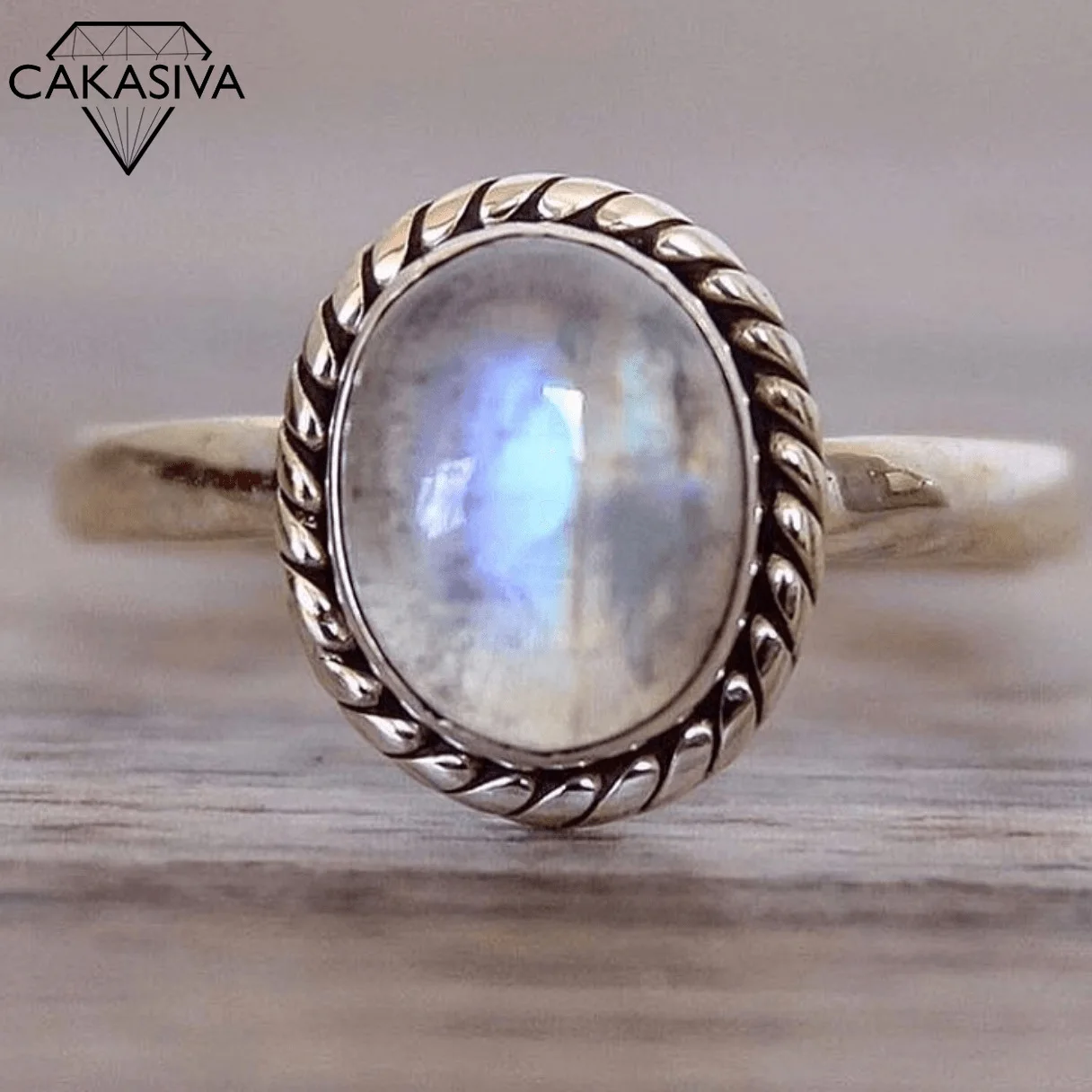 Punk Vintage Thai Silver Ring 925 Silver Ring Set with Moonstone Gemstone Rings for Women Punk Vintage Thai Silver Ring 925 Silver Ring Set with Moonstone Gemstone Rings for Women