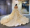 Sparkling Crystal Beaded Wedding Dresses With Long Flouncing Train Ball Gown Church Bridal Wedding Party Gown In Dubai 1