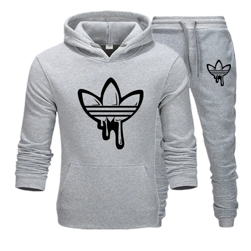 

New 2019 Two Pieces Set Fashion Hooded Sweatshirts Sportswear Men Tracksuit Hoodie Autumn Men Brand Clothes Hoodies+Pants Sets