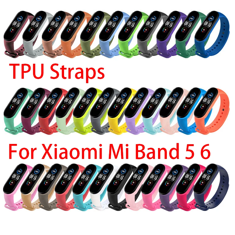 Strap For Xiaomi Mi Band 5 6 Replacement Strap Soft Silicone Smart Band Bracelet Wristband Colorful Wrist Straps For Mi Band 5 6