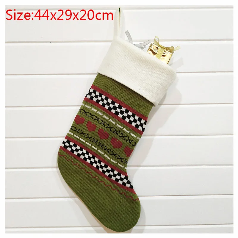 1Pcs 44x29x20cm Тканевые рождественские носки с подвеской, Рождественская елка, лось, снежинка, орнамент, Рождественские узоры, принт, вечерние украшения для дома, подарочный пакет - Цвет: 1Pcs 44x29x20cm