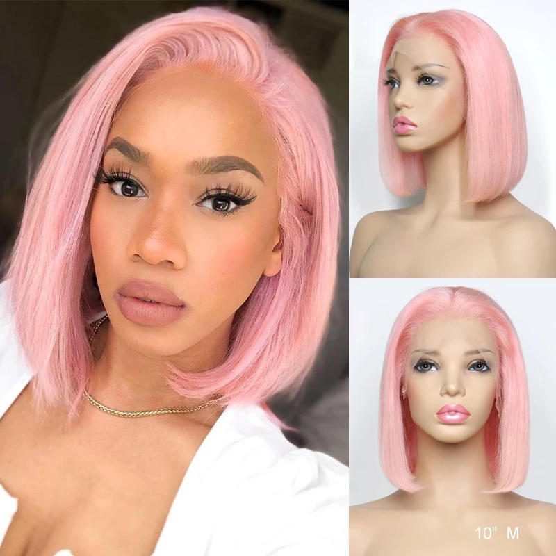 Парики 13x4 человеческих волос розовый цвет предварительно отобранные